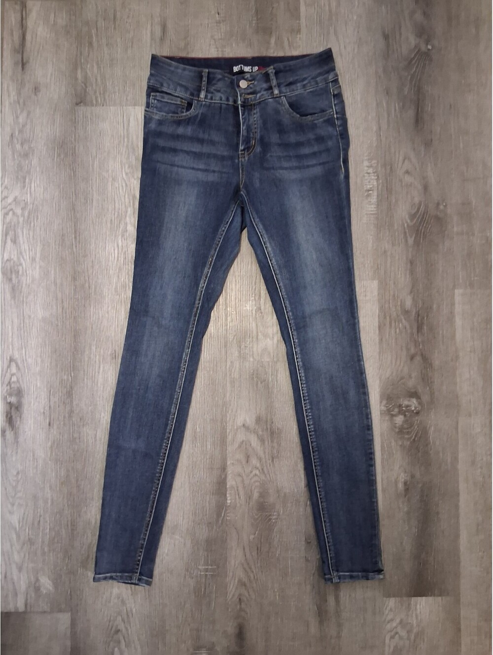 Bottoms Up Women's Sz 6, 28x30.5 Dark Wash Blue Denim Mid Rise Skinny Jeans